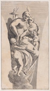 Studie pro pendentivera zobrazující Spravedlnost a charitu, 1630-50. od Giovanni Cesare Testa