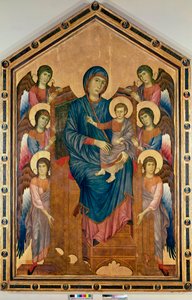 Panna a dítě v Majeste obklopené šesti anděly (13. století, tempera na dřevě)