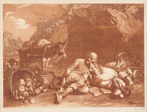 Starý muž opřený o pytel od Giovanni De Pian after Francesco Londonio
