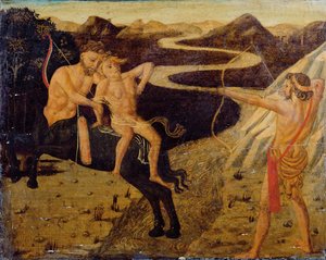 Cassone panel: Hercules zachraňující Deianeira před Nessusem