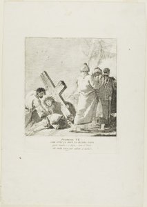 Kristus podruhé padá pod křížem, sedmá deska z křížové cesty od Giovanni Domenico Tiepolo