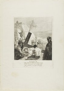 Kristus potřetí padá pod křížem, devátá deska z křížové cesty od Giovanni Domenico Tiepolo