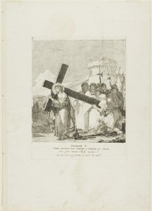 Kristu pomáhá Šimon z Kyrény, pátá deska z křížové cesty od Giovanni Domenico Tiepolo