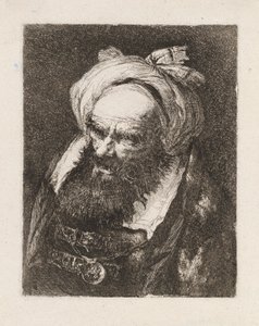 Starší muž s turbanem z Raccolta di Teste (sbírka hlav) od Giovanni Domenico Tiepolo
