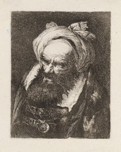 Starší muž s turbanem, z díla „Raccolta di Teste“ (Sbírka hlav) od Giovanni Domenico Tiepolo