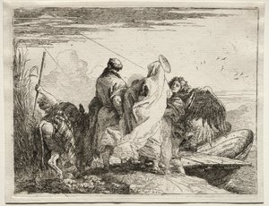 Útěk do Egypta: Svatá rodina opouští břeh od Giovanni Domenico Tiepolo