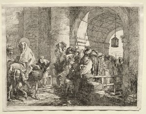 Útěk do Egypta: Svatá rodina procházející pod obloukem. od Giovanni Domenico Tiepolo