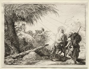 Útěk do Egypta: Svatá rodina a palma od Giovanni Domenico Tiepolo