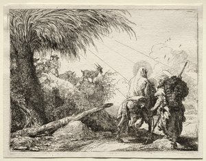 Útěk do Egypta: Svatá rodina a palma. od Giovanni Domenico Tiepolo