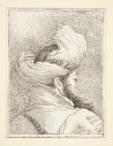 Hlava Turka, ze série Raccolta di Teste, Libro Secondo (Sbírka hlav, kniha druhá) od Giovanni Domenico Tiepolo