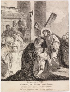 Ježíš utěšuje plačící jeruzalémské ženy od Giovanni Domenico Tiepolo