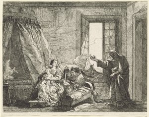 Joseph přenáší Marii Boží příkaz k útěku od Giovanni Domenico Tiepolo