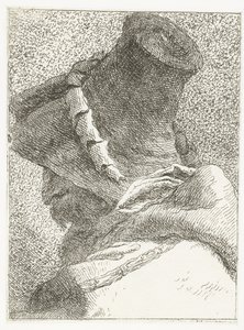 Muž s hlavou odvrácenou s kloboukem Sbírka hlav (název série) Raccolta di Teste (název série) od Giovanni Domenico Tiepolo