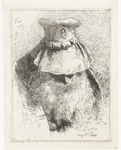 Muž se skloněnou hlavou a velkým kloboukem Sbírka hlav (název série) Raccolta di Teste (název série) od Giovanni Domenico Tiepolo