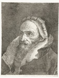 Muž s vysokým otočeným límcem pláště Sbírka hlav (název série) Raccolta di Teste (název série) od Giovanni Domenico Tiepolo