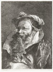 Muž s hlavou satyra na přezce Sbírka hlav (název série) Raccolta di Teste (název série) od Giovanni Domenico Tiepolo