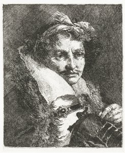 Muž s knírem a helmou Sbírka hlav (název série) Raccolta di Teste (název série) od Giovanni Domenico Tiepolo
