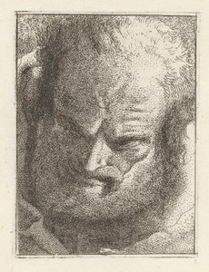 Starý muž dívá se dolů, z Raccolta di Teste (Sbírka hlav) od Giovanni Domenico Tiepolo