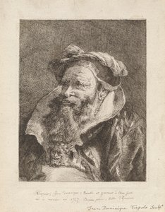 Starý muž s plnovousem, z Raccolta di Teste (Sbírka hlav) od Giovanni Domenico Tiepolo