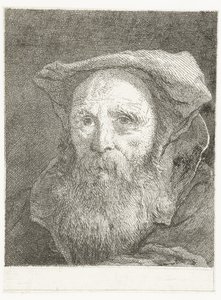 Starý muž s plnovousem a baretem Sbírka hlav (název série) Raccolta di Teste (název série) od Giovanni Domenico Tiepolo