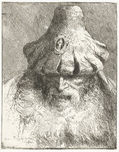 Starý muž v kuželovitém klobouku s rozparkem Sbírka hlav (název série) Raccolta di Teste (název série) od Giovanni Domenico Tiepolo