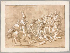 Punchinello se zhroutil na silnici od Giovanni Domenico Tiepolo