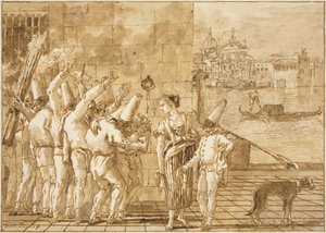 Punchinellovo rozloučení s Benátkami od Giovanni Domenico Tiepolo
