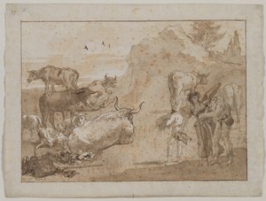 Ovce a krávy od Giovanni Domenico Tiepolo