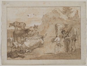 Ovce a krávy, 1790s. od Giovanni Domenico Tiepolo