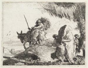 The Flight, with Madonna at Right Supported by Angels od Giovanni Domenico Tiepolo