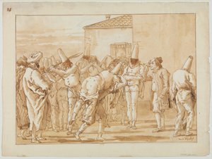 Bičování Punchinella od Giovanni Domenico Tiepolo