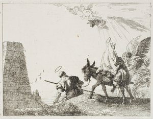 Svatá rodina procházející kolem pyramidy, deska dvacet z Útěk do Egypta od Giovanni Domenico Tiepolo