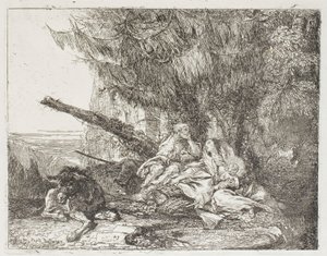 Svatá rodina odpočívá v lese, deska 23 z Útěk do Egypta od Giovanni Domenico Tiepolo