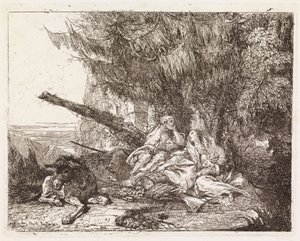 Svatá rodina odpočívající pod jedlí (Útěk do Egypta XXIII) od Giovanni Domenico Tiepolo