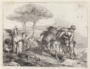 Madonna s dítětem vlevo, se souborem andělů od Giovanni Domenico Tiepolo