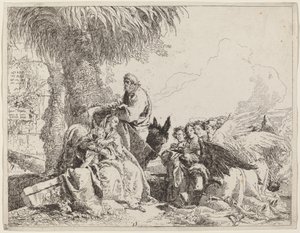 Zbytek na letu, s Adoring Angels od Giovanni Domenico Tiepolo