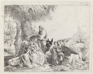 Zbytek na letu, s Adoring Angels od Giovanni Domenico Tiepolo