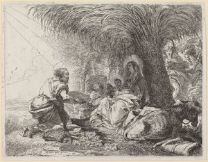 Zbytek na letu s Josephem v adoraci od Giovanni Domenico Tiepolo