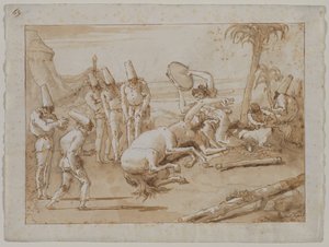 Žena s tamburínou, 90. léta 18. století. od Giovanni Domenico Tiepolo