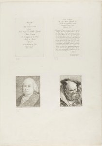 Titulní strana, věnování, portrét Giambattisty Tiepola, vousatého staříka od Giovanni Domenico Tiepolo