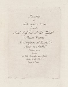 Titulní stránka, z Raccolta di Teste (sbírka hlav) od Giovanni Domenico Tiepolo
