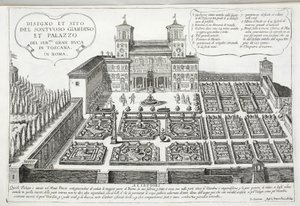 Pohled na zahrady a palác velkovévody z Toskánska, Řím od Giovanni Domenico de