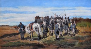 Vojenský průzkum, průzkum, asi 1861 (olej na plátně) od Giovanni Fattori
