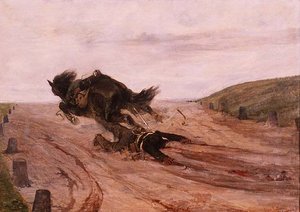 Muž zachycený třmenem od Giovanni Fattori