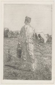 Voják s kbelíkem, pohled zezadu (Voják zezadu s kbelíkem) od Giovanni Fattori