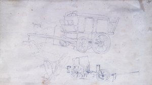 Dva vozíky a dva vojáci od Giovanni Fattori