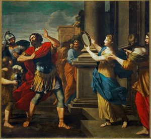 Jefta poznává svou dceru (malba na plátně)