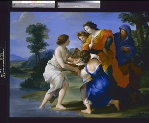 Nalezení Mojžíše (olej na plátně) od Giovanni Francesco (1610-62) Romanelli