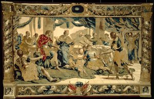 Amor v přestrojení za Aeneova syna předává dary Didoně. od Giovanni Francesco (1610-62) Romanelli