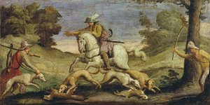 Lov na zajíce, 1615 od Giovanni Francesco Barbieri